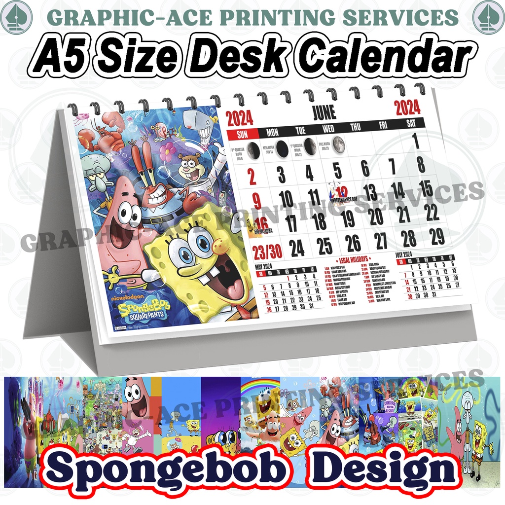 Sponge 2024 Desk Bob Table Calendar 2024 Glossy Shopee Philippines