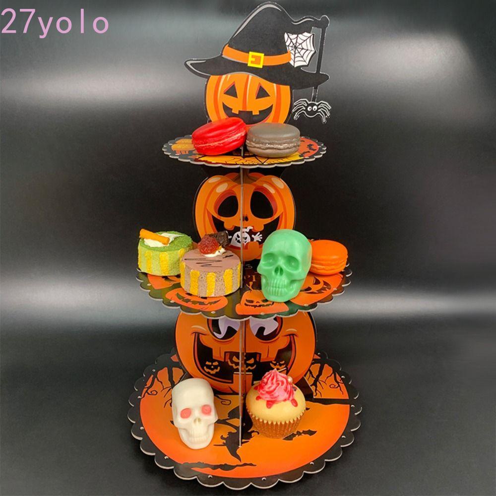 YOLO Halloween Cupcake Stand, Tray Paper Pumpkin Dessert Stand, Display