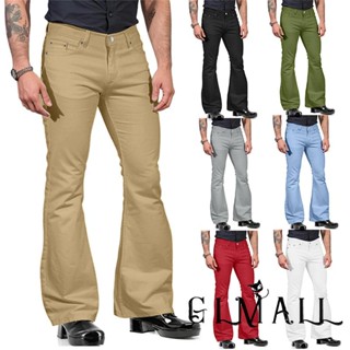 Men Bell Bottom Jeans Stretch Flared Denim Pants Slim Fit High Waist  Trousers