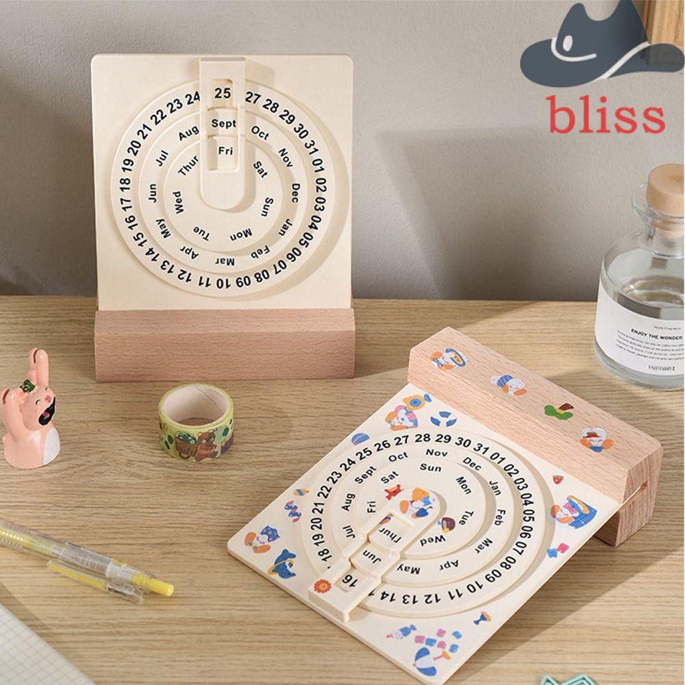 BLISS Wooden Wheeling Calendar, Miniature Art Ornament Desktop