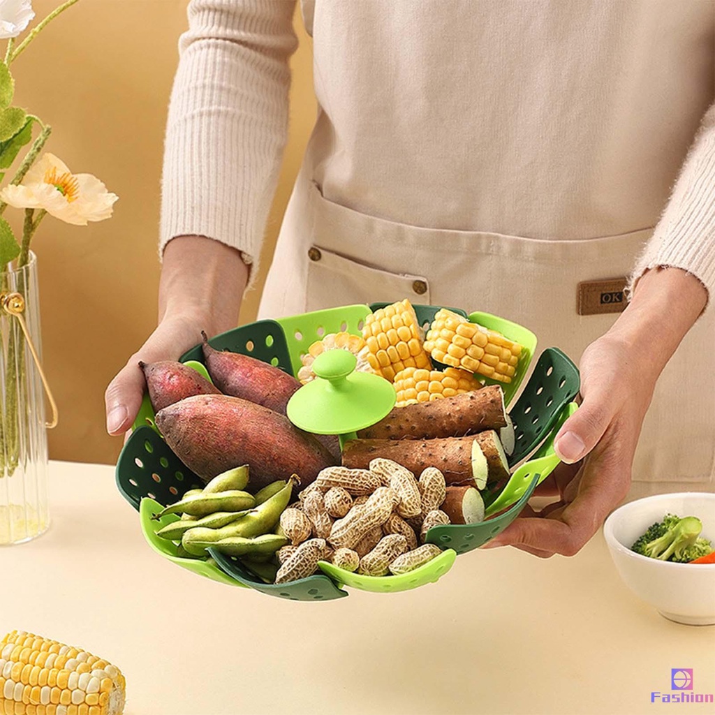 Lotus Steamer Basket Folding Expandable Vegetable Fruits Strainer