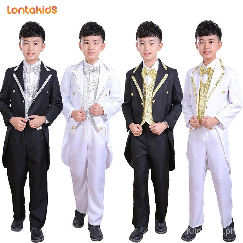 Boys Children Kids Tailcoat Tuxedo Off White