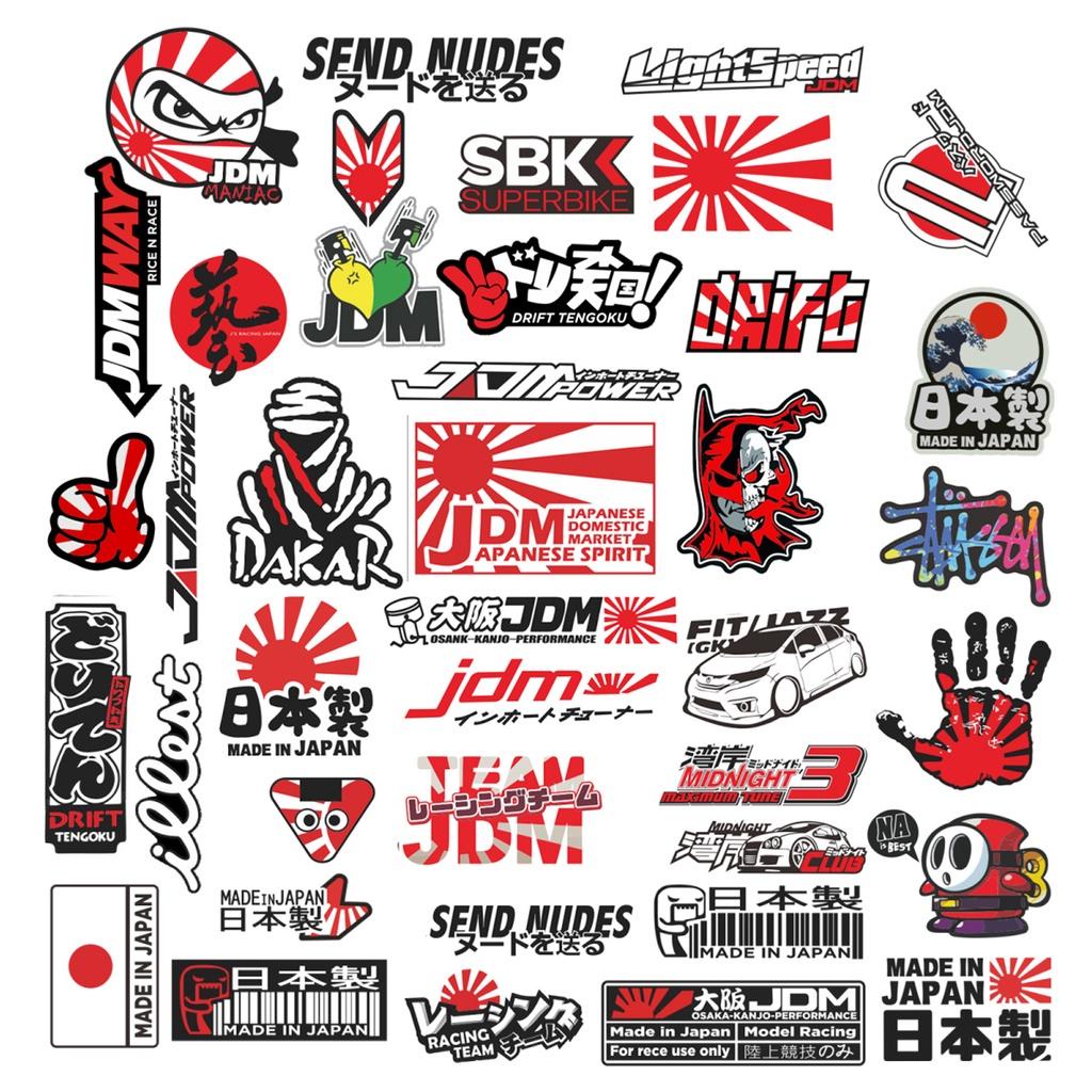 40pcs bag Japanese Jdm Sticker For Motorcycle Water Proof Decals 
