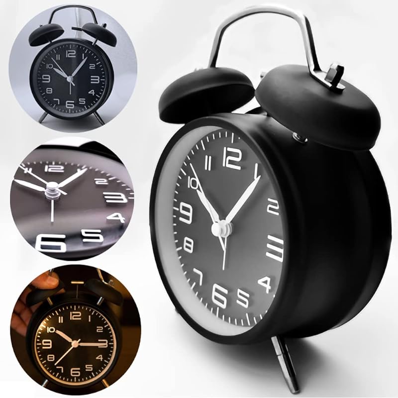 Alarm Clock Loud Alarm Clock Vibrating Bell Analog Battery Powered