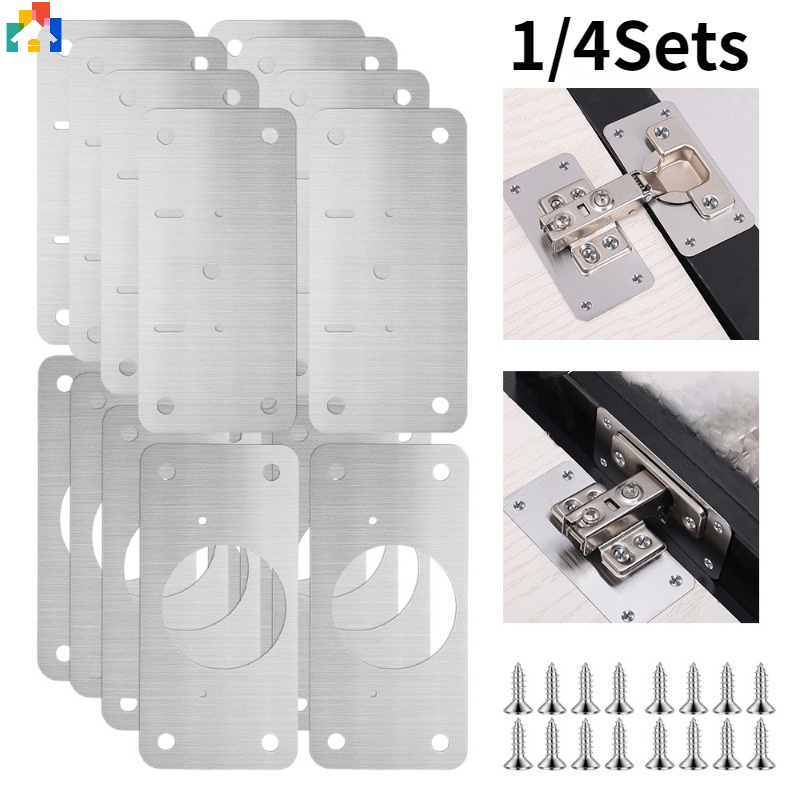1/4Pairs Hinge Repair Plate Kit Kitchen Cupboard Door Hinge