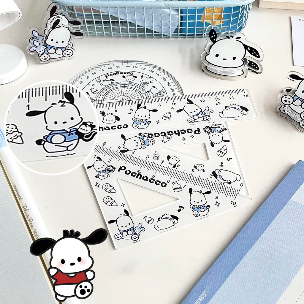 Pochacco 4 Piece Set Ruler Cute Kuromi Strawberry Bear Cinnamoroll ...