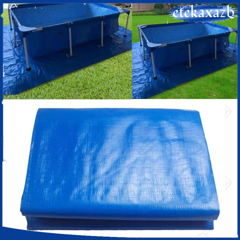 [etekaxazb] Pools Ground Cloth Cover Folded Blue Rectangle Pool Mat for ...