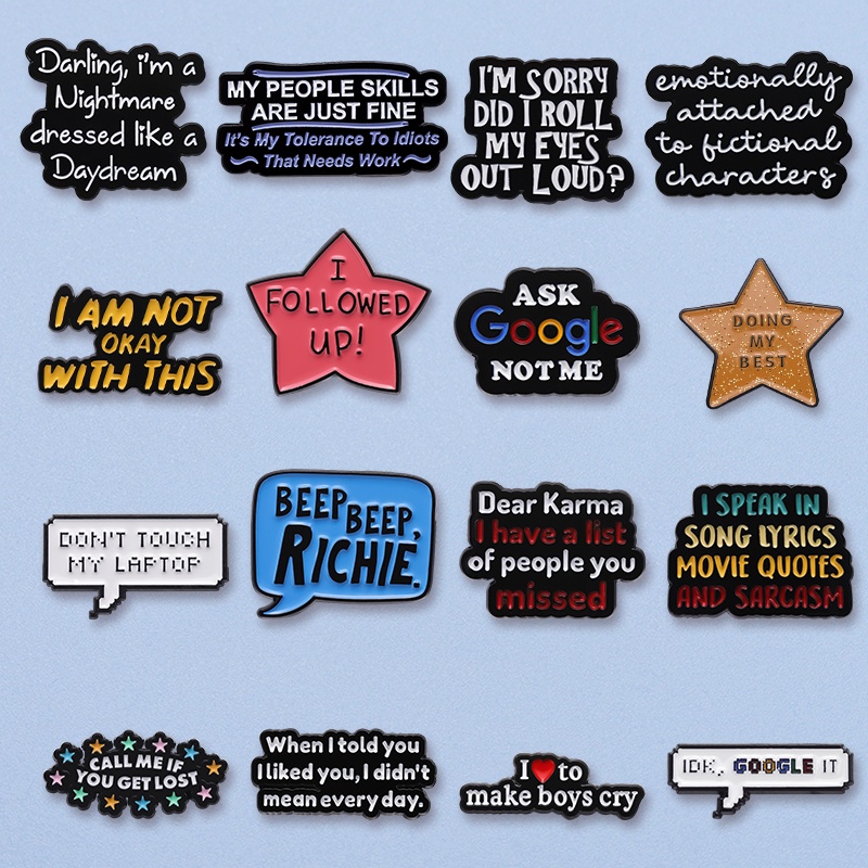 Cute Colourful Text Enamel Pins Pentagram Star Doing My Best Text ...