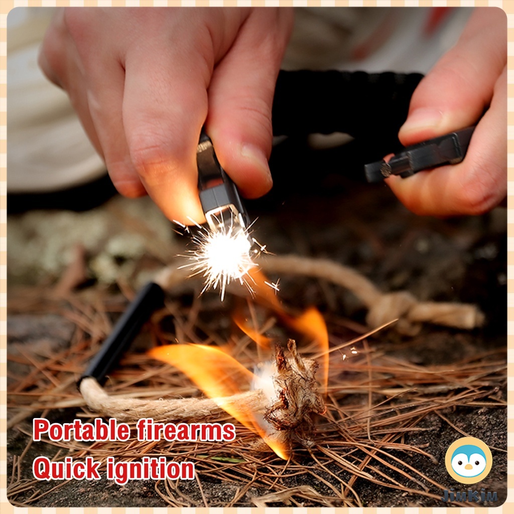 Outdoor Camping Bracelet With Whistle Flint Fire Starter Nylon Bracelet