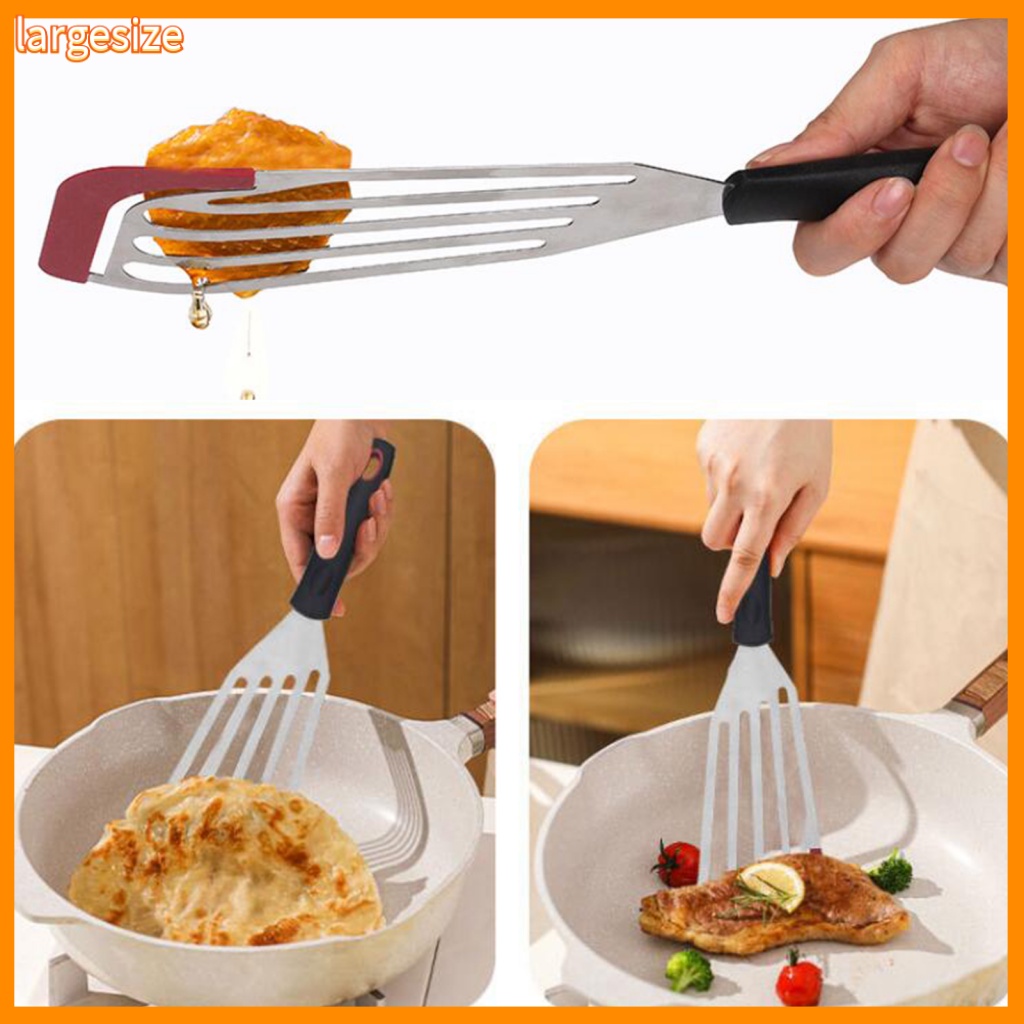 Fish Spatula Turner With Silicone Handle Heat-Resistant Reusable