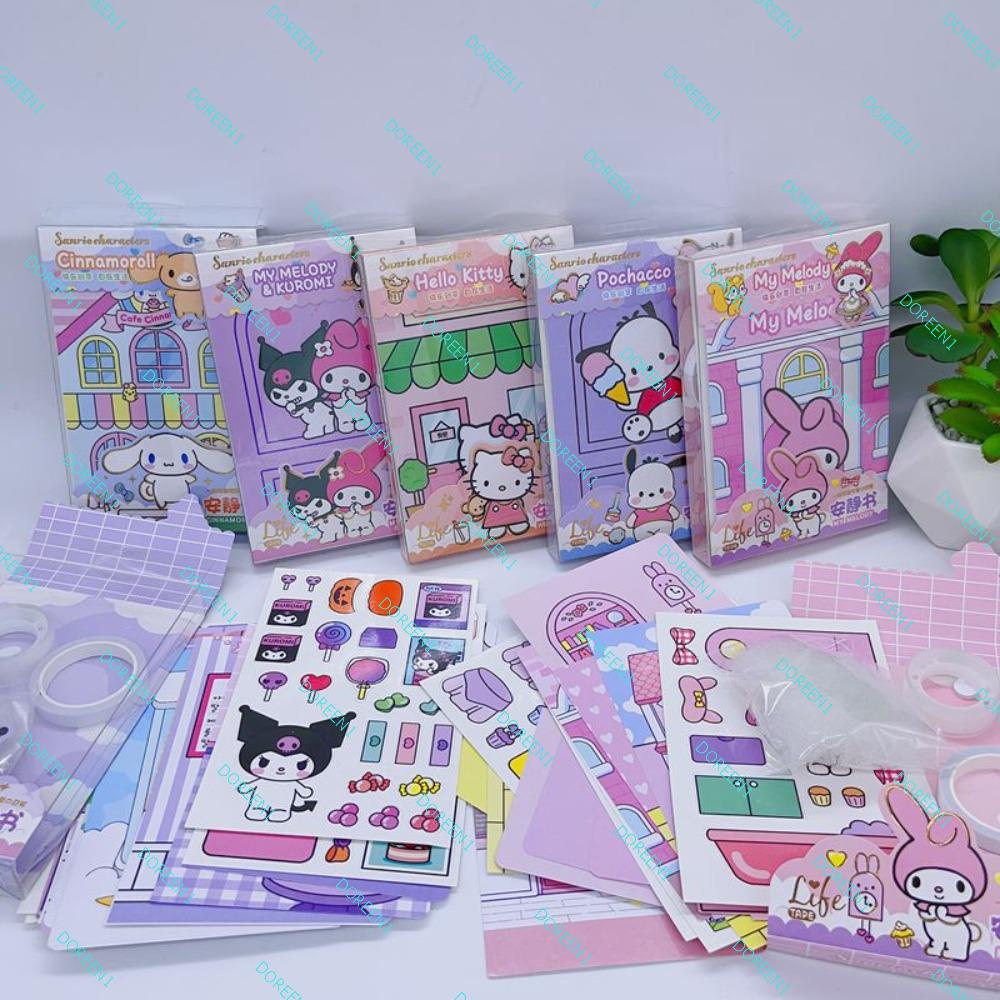 DOREEN1 Kuromi Quiet Book, Kuromi My Melody DIY Handmade Sticker Book ...