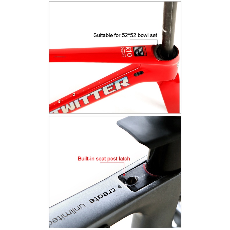 TWITTER R10 Carbon Fibre Road Bike Frame Disc Brake Bicycle Frame 700C ...