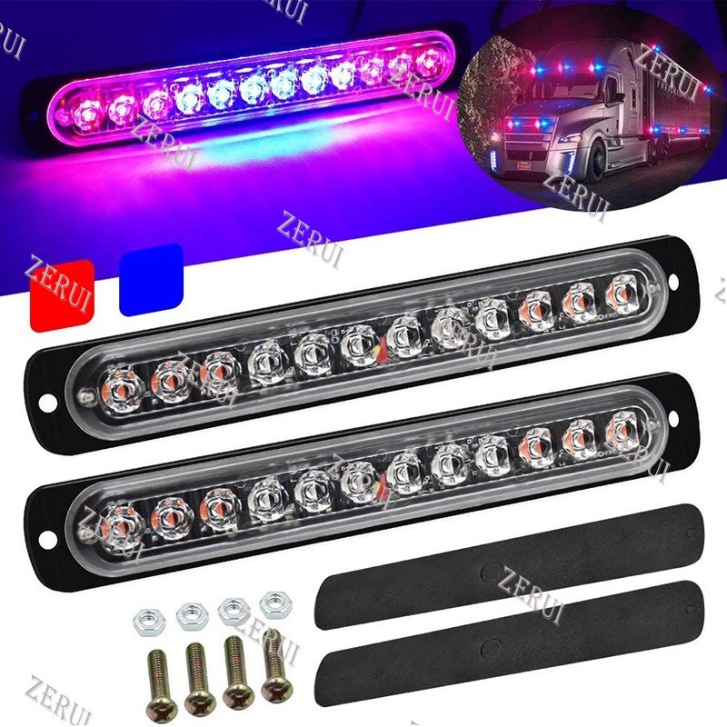 ZR For 1PC 12LED Truck Emergency Beacon Warning Flash Strobe Bar Light ...
