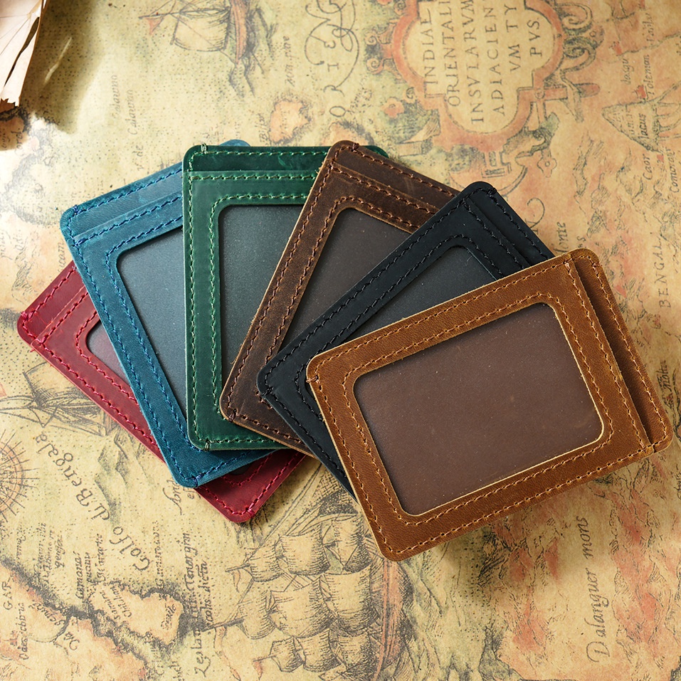GENODERN Retro Crazy Horse Leather Card Clamp Multi-Functional Leather ...