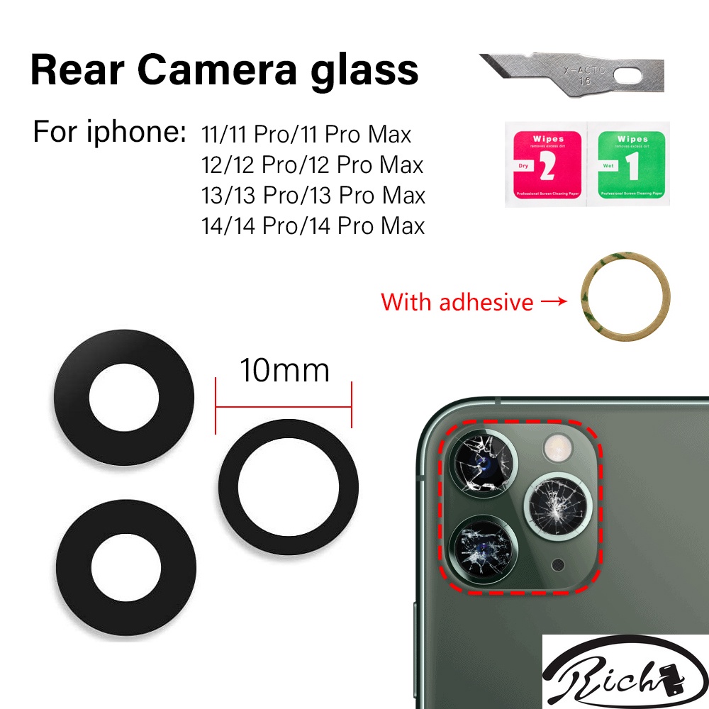 Rear Camera Glass For Iphone 11 12 13 14 Pro Max 12mini 13 14 Plus Back Camera Glass Lens Repair 9809