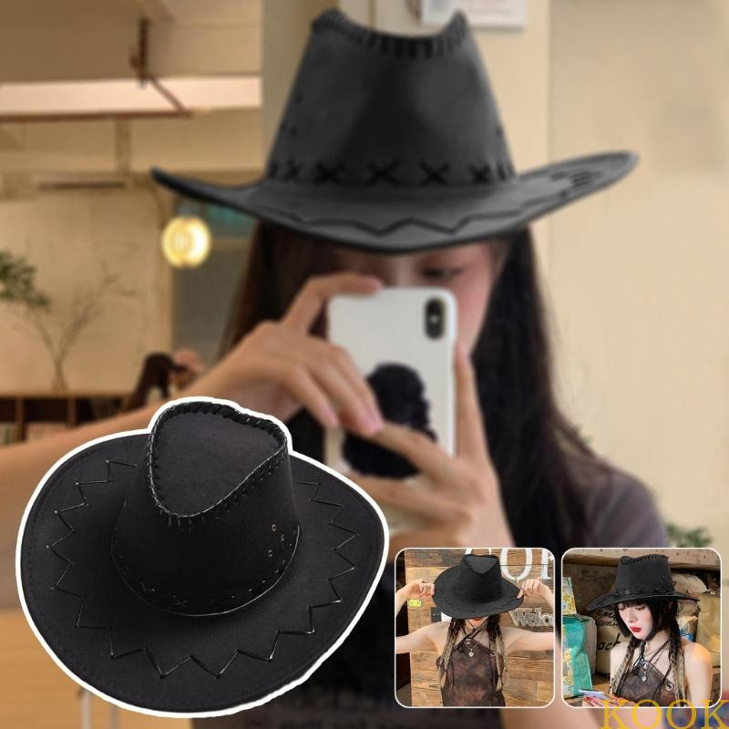 koolkool Western-style Cowboy Hat Cosplay Cowgirl Hats Scarf Costume ...