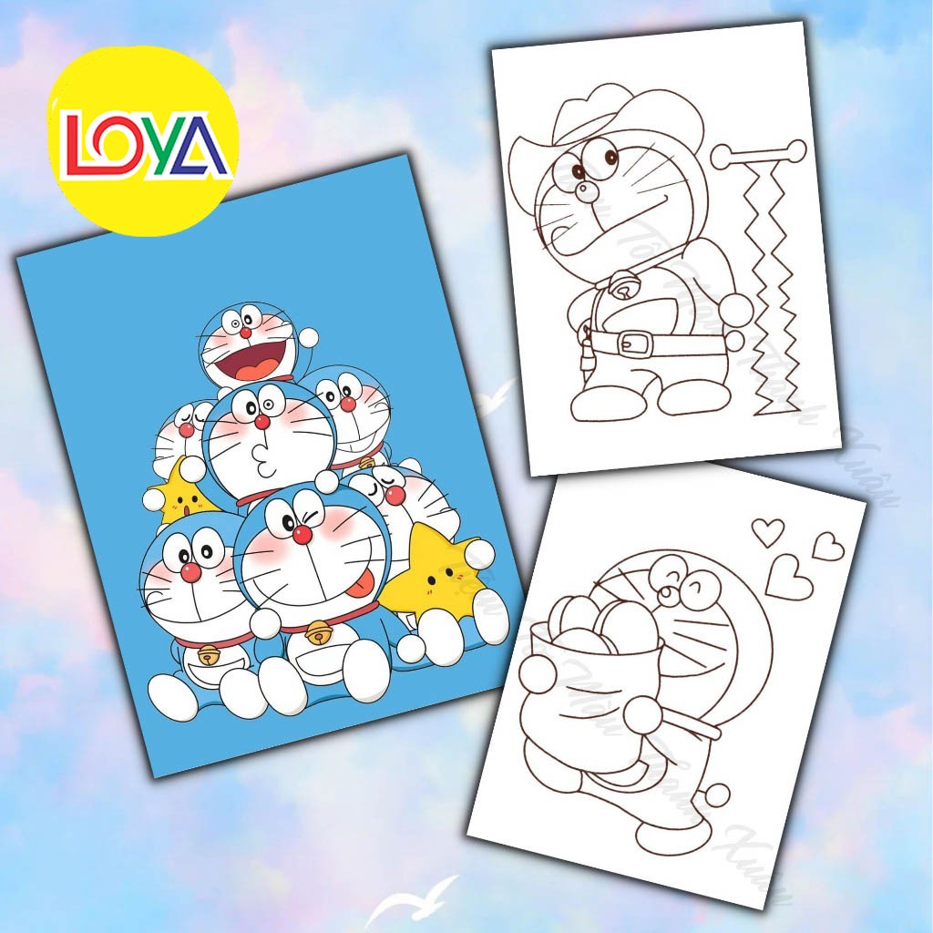 Set of 50 Doraemon Coloring Pages Coloring with Wax and Pencil - KOTY ...