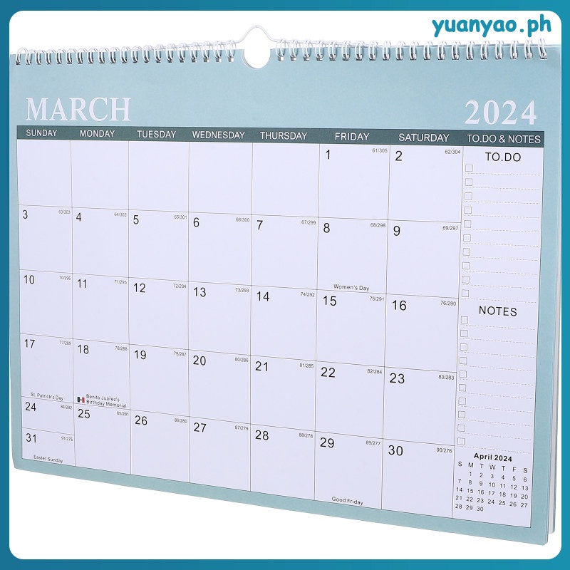 yuanyao Bedroom Calendar 2025 English Household Wall Hanging for Home