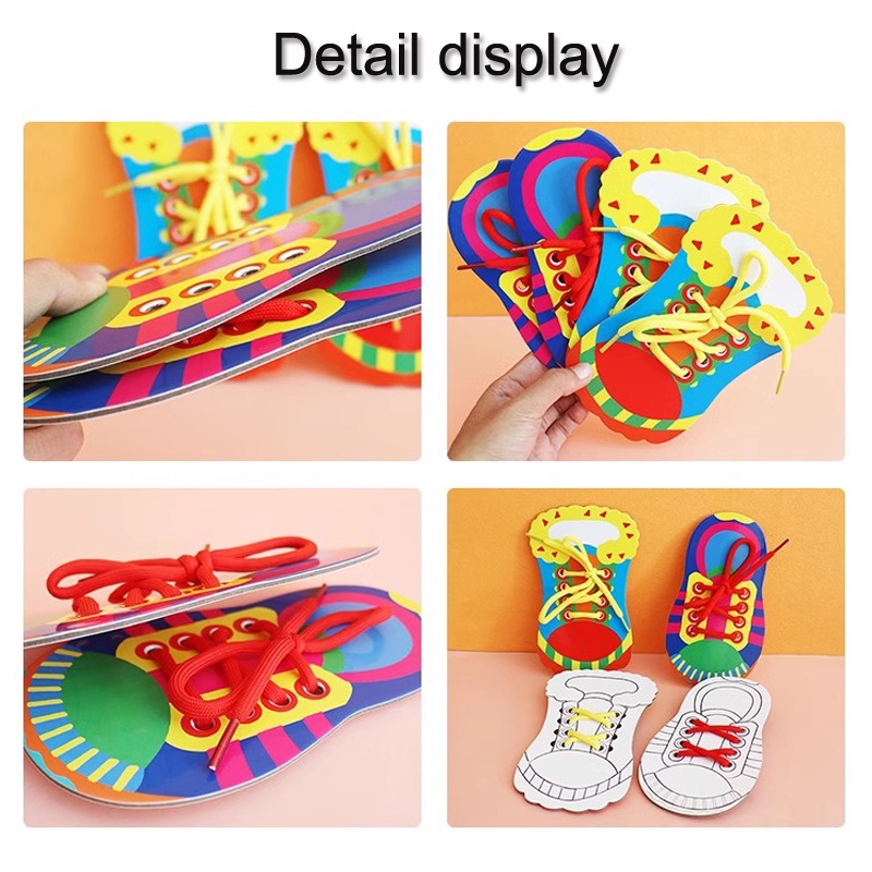 1Pcs Kids Learn To Tie Shoelaces Toy Children Threading Montessori Fine ...