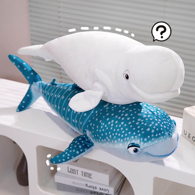 75cm Fun Marine Animal Plush Toy Blue Shark White Whale Plush Doll Throw  Pillow Decorated Living Room Sofa Gift For Boys