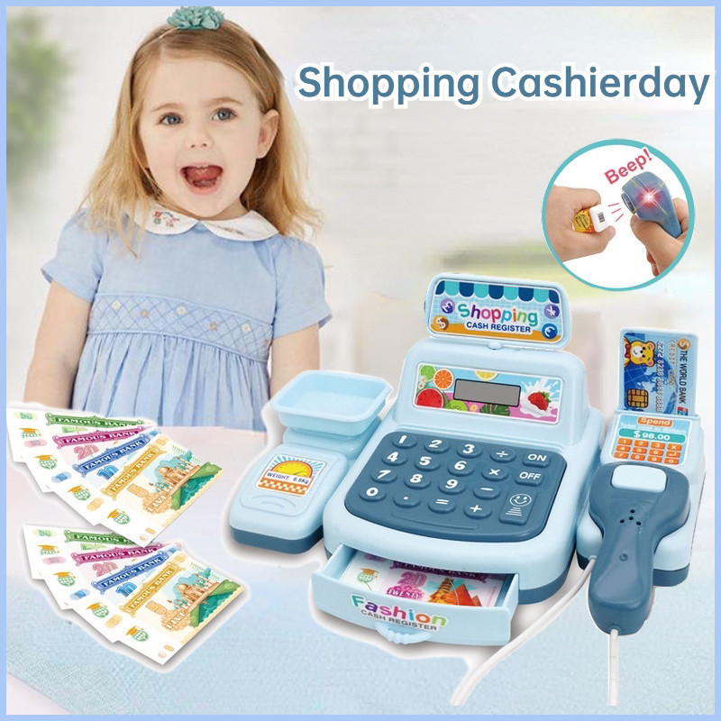 Mini Shopping Cashier Machine Kids Cash Register Play House Children's ...