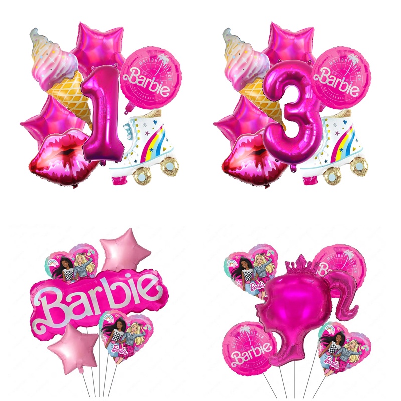 1set Pink Barbie Balloon Hot Pink Girl Balloons Princess Doll Birthday ...