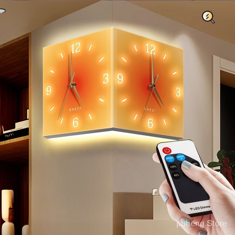 Creative wall clock living room home doublesided corner wall clock