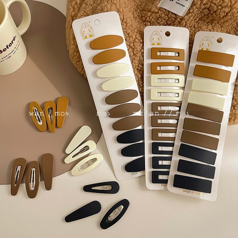 【T&T】3Pcs/set Matte Khaki Korean Hair Clip Bangs Clips Hairpin For Women Hair Accessories