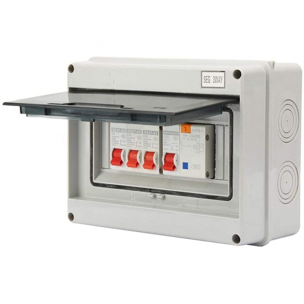 Fuse Box Plastic White With RCD And 3 X MCB 1 Pcs Consumer Unit Panel