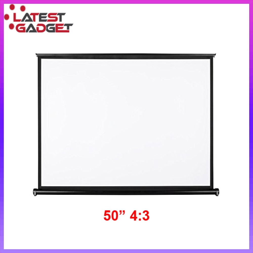 LatestGadget 50 Inch 4:3 Pull Up Pull Down Projector Screen - Black ...