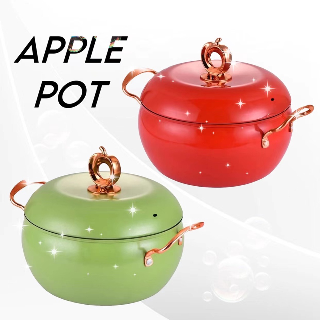 SF_ Apple Shaped Soup Pot 26cm Pot With 8L Capacity, NonStick Pot Can