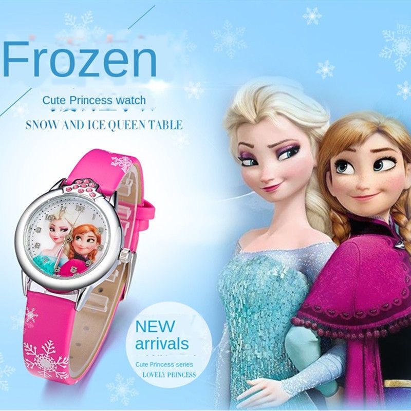 Cartoon Frozen Kids Watch Shiny Rhinestones Girls Cute Elsa Watch ...