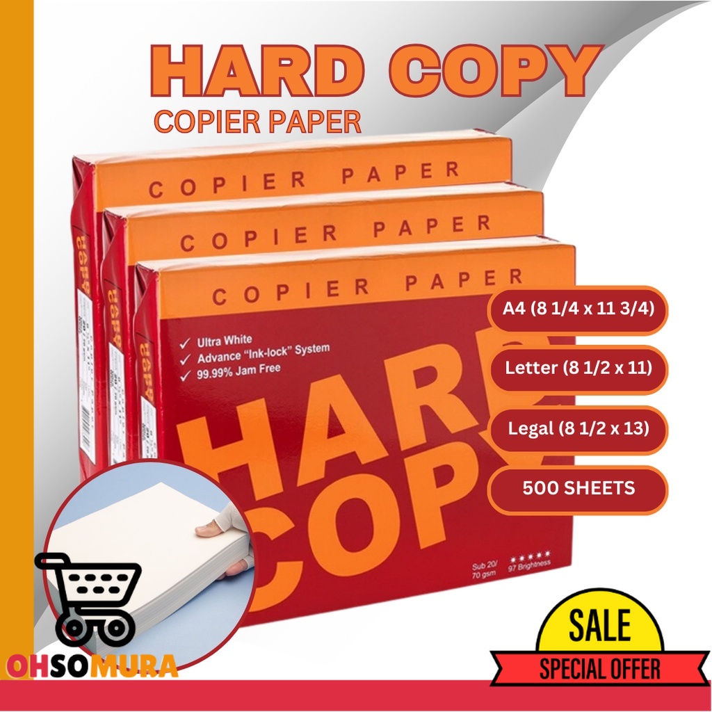 OSM Hard Copy Bond Paper ( Short / A4 / Long ) 70gsm 500Sheets | Shopee ...
