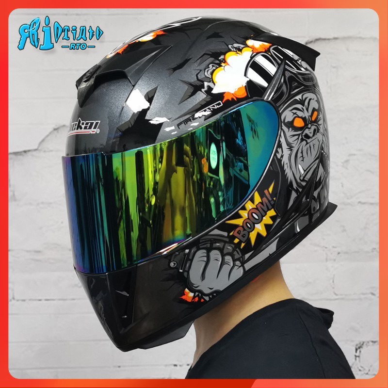 Rto Full Face Motorcycle Helmet with Dual Lens Stylish Fast Release