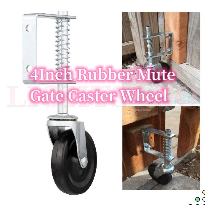 4inch Rubber Gate Caster Wheels Mute 100KG Load Capacity Spring Loaded