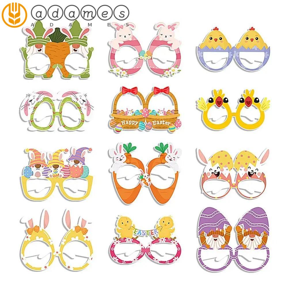 ADAMES 6pcs Easter Paper Glasses Rabbits, Egg Pattern Eyeglasses Easter ...