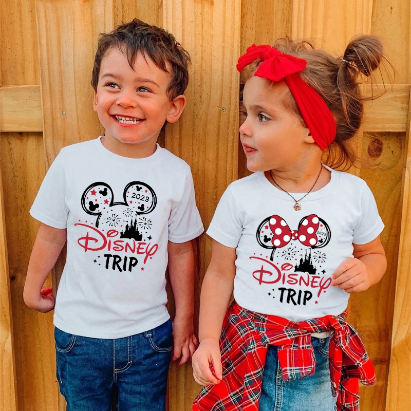New Disney Trip 2024 Mickey Minnie Mouse Family Matching Shirts