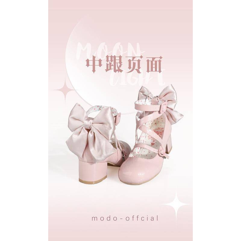 Modo Original Lolita Shoes Cute Round Toe Low Heel Shoes | Shopee ...