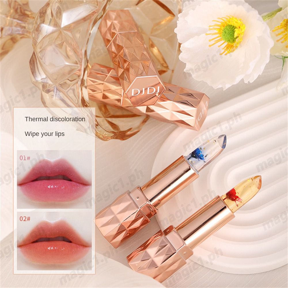 Jelly Color Changing Crystal Flower Jelly Lipsticks Transparent Lip Balm Non Stick Moisturizing