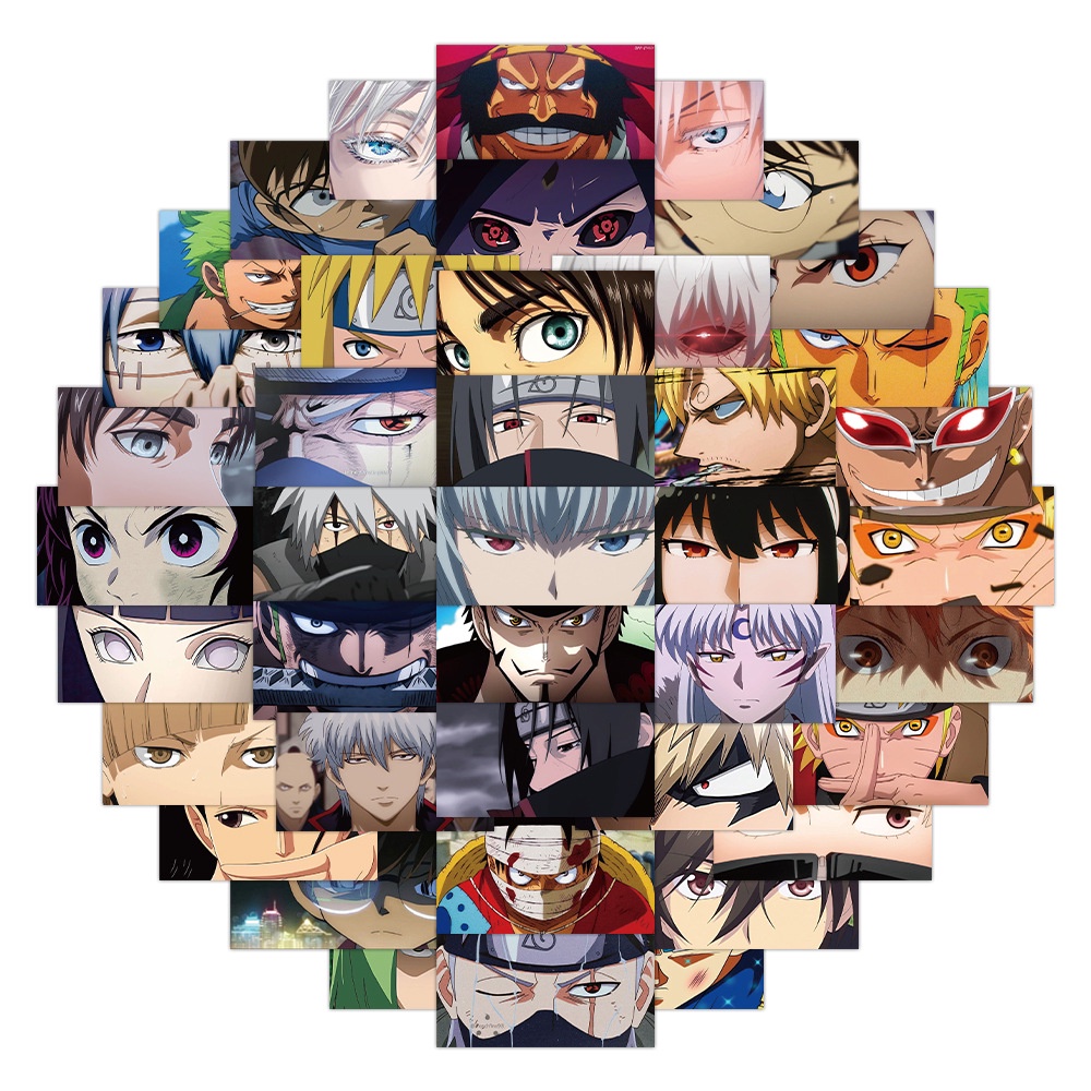 60PCS Anime Character Eye Killing Sharp Eyes Stickers For Helmet ...