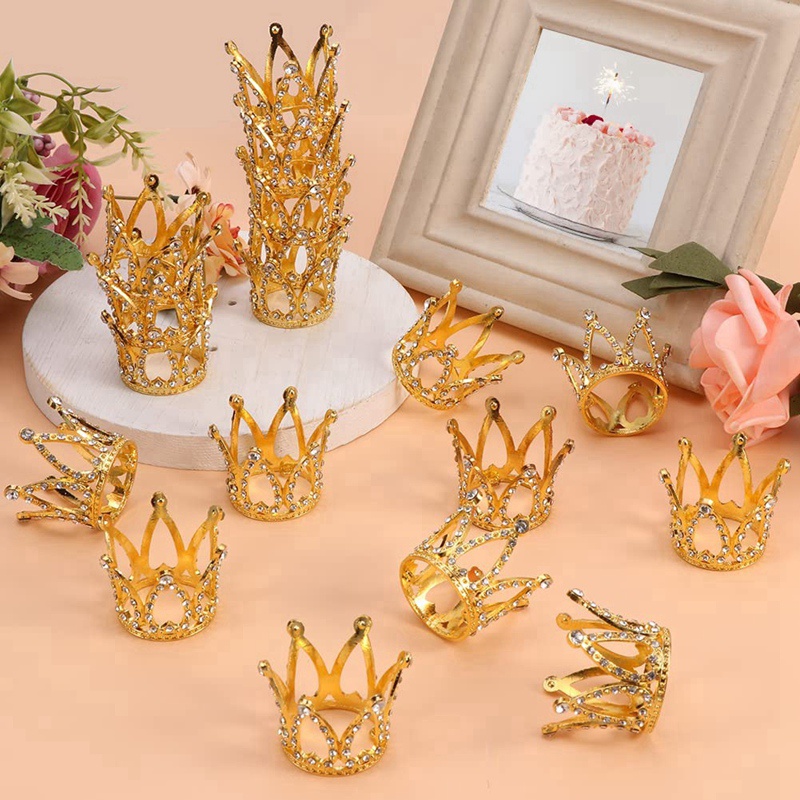 10 Pcs Mini Crown Cupcake Toppers Gold Cake Toppers Crown Small Tiara ...