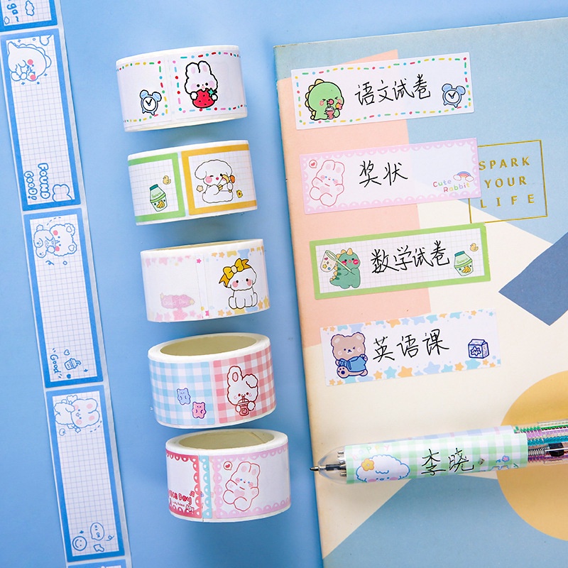60 Pcs Per Roll Cartoon Self-adhesive Tape Paster / Student Handwritten ...