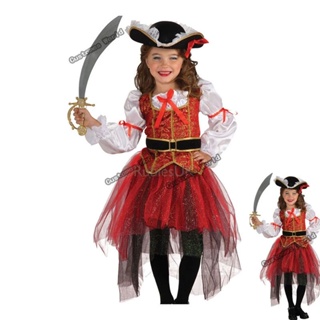 Girls Elis Pirate Captain Cosplay Costume Halloween Carnival Party ...