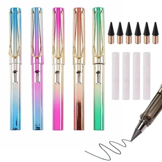 Metal Inkless Pen Aluminium Everlasting Pencil Metallic Erasable Signing Pen  Eternal Pencil Colorful Writing Drawing Pen
