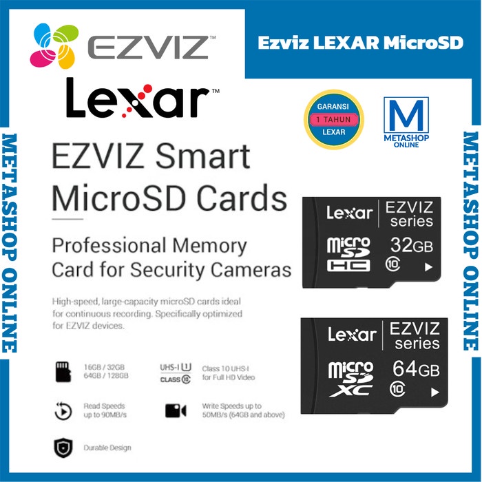 Lexar Ezviz MicroSD Card Class 10 Memory Smart CCTV IP Cam Shopee