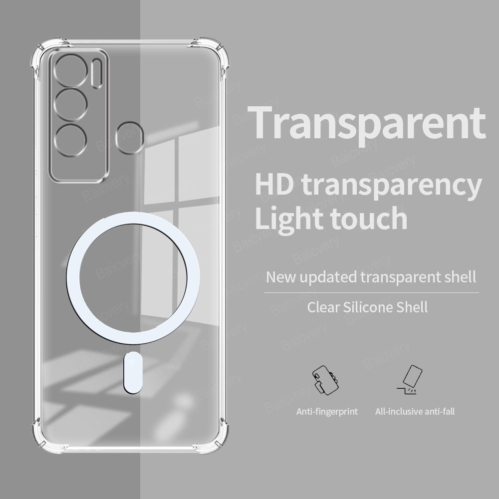 Tecno Pova Neo LE6, LE6h Shockproof Casing Clear Case Phone Case Cover  Support Magnetic Wireless Charger with Holder
