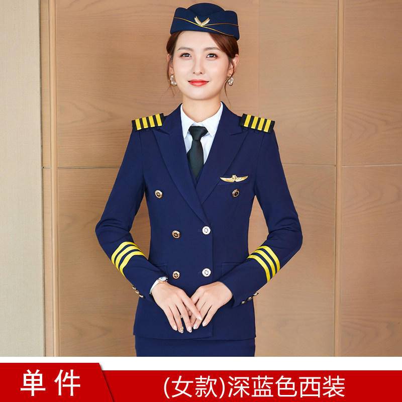 Flight Outfits For Women Retro Flight Attendant Costume For Women - Blue Stewardess Outfit With Hat & Gloves Blue Uniform Costume