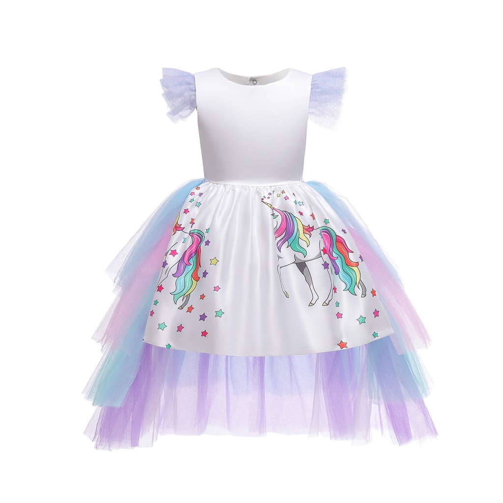 Halloween Rainbow Unicorn Dress for Baby Girl Birthday Cosplay