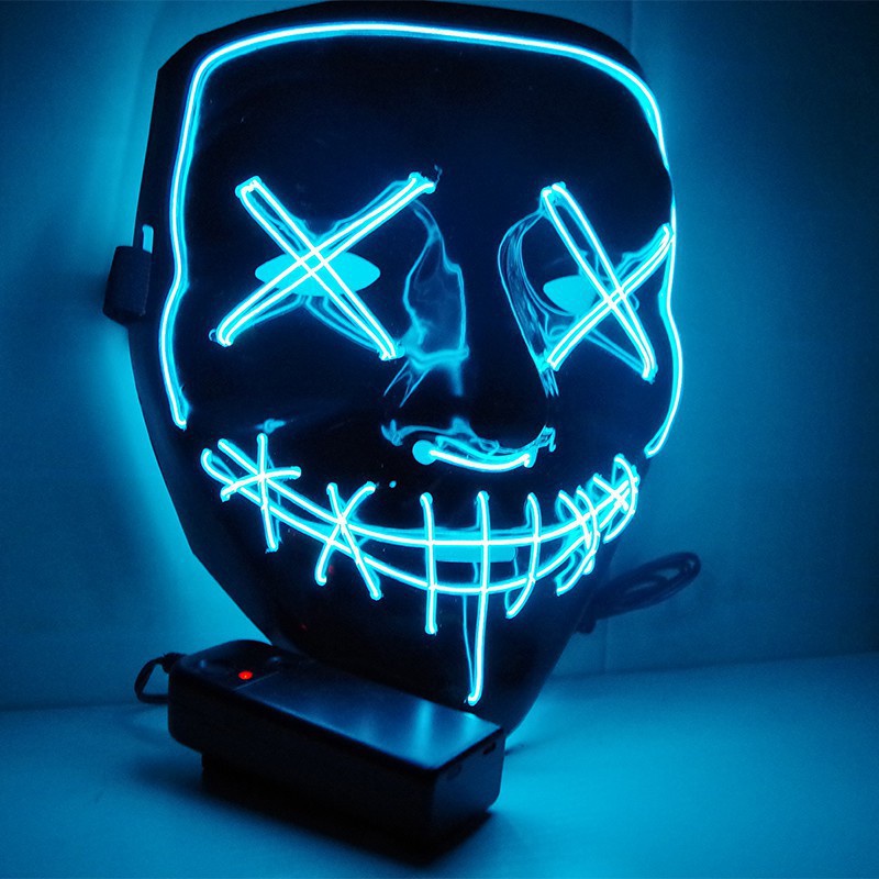 Z.L Glowing Black V Mask Cold Light Halloween Mask Haunted Dance ...