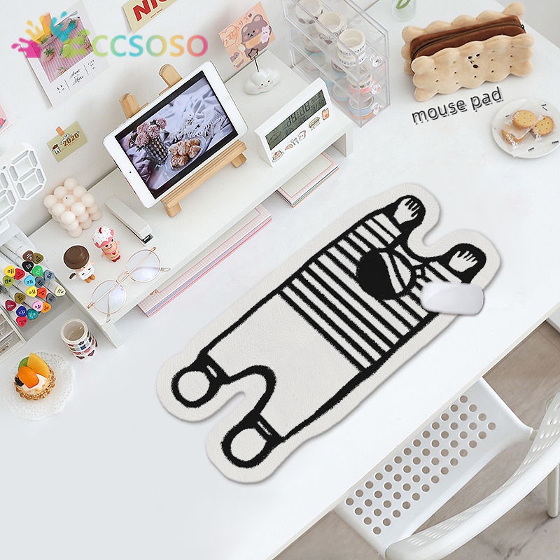 Korean Ins Black and White Waterproof Leather Mouse Pad Keyboard Desk